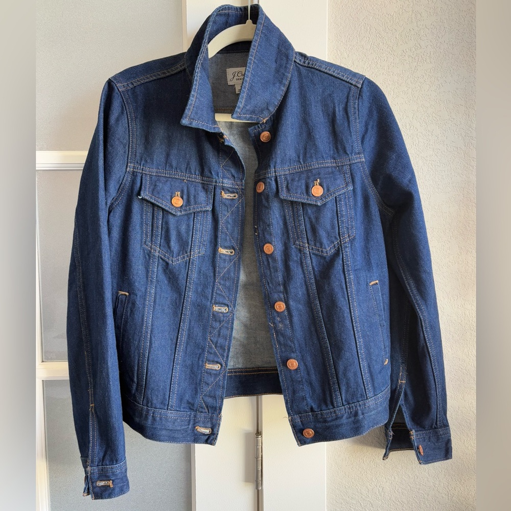 J. Crew - Women's Classic denim jacket in resin rinse - Size Small - Dark Blue - Picture 2 of 6